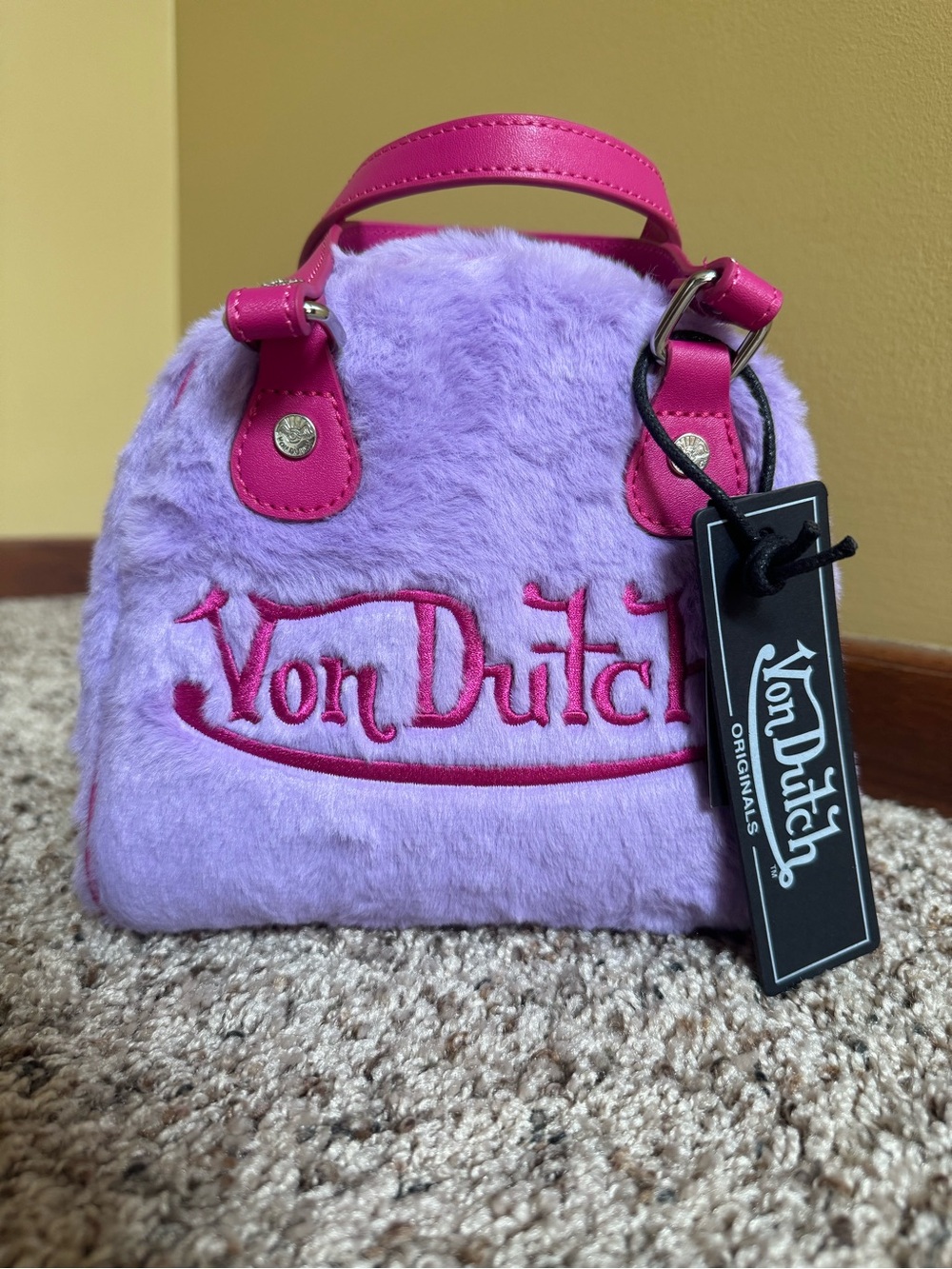 Von Dutch Lilac Faux Fur Mini Bag